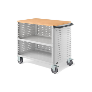 CLEVER10 Carro de mano superior de madera con ruedas Paneles perforados de estante adicional Panel perforado trasero - Product Image 1