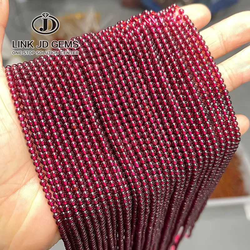 JD Wholesale 3mm 7A Natural Dark Red Wine Garnet Round Loose Gemstone Beads For Jewelry Making