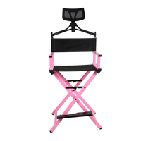 Chaise de directeur extra large de qualité supérieure, cadre noir avec toile noire, hauteur de comptoir-chaise de directeur de maquillage en aluminium/bois massif