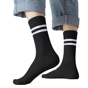 <b>Socks</b> Striped Cotton Breathable Daily Wear Adults Spring Casual Knitted <b>Socks</b> Black White Gray - Product Image 5