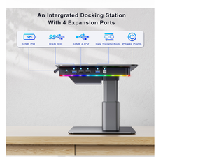 Idock nhà văn phòng Máy tính để bàn có thể điều chỉnh đèn chơi game máy tính LED Monitor Riser đứng với USB Hub - Product Image 2
