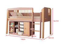 Lit superposé pour filles en bois de pin rose, nouveau design 2025, lit superposé pour enfants en bas âge avec tiroirs