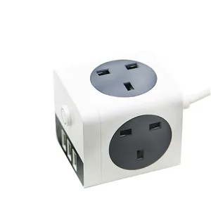 Power Cube Extension Socket Plug With Switch 1.8M Cable With USB Charging Adapter UK Standard Electrical Converter Outlet