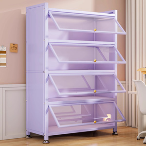 Estantería Moderna de Acero con Puertas de Vidrio, Diseño Antipolvo para Dormitorio, Muebles para el Hogar, 5 Estantes, Autoensamblaje - Product Image 1