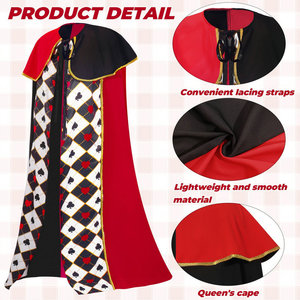 Royal <strong>Queen</strong> of Hearts Long Cape Poker Playing Card Cloak for Halloween Cosplay Party - Product Image 2