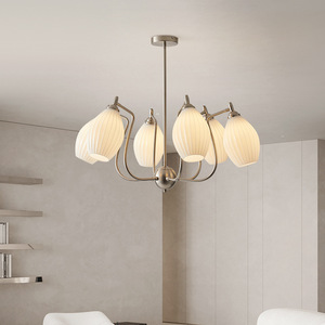 Trendy Creamy Minimalist Retro Ceramic Design Pendant <b>Light</b> Vintage Bauhaus Style Living Room Bedroom <b>Dining</b> Room Chandelier - Product Image 3
