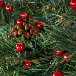 Guirlande Ronde Artificielle de Noël en Rotin, Décoration de Noël avec Cônes de Pin et Fruits Verts, 2,7 m, Faite à la Main, DIY, pour Arbre de Noël, Maison, Fêtes et Célébrations - Product Image 6