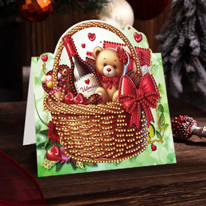Carte de vœux en 3D pour <span class=keywords><strong>la</strong></span> Saint-Valentin avec découpe en diamant, motif ours, fleur et cœur - Product Image 4