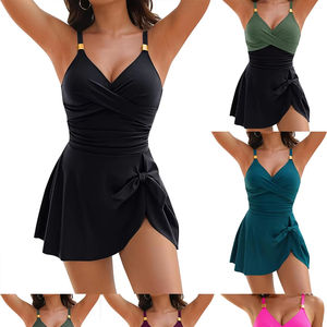 Traje de Baño Personalizado de Una Pieza para Mujer, Control de Abdomen, Traje de Baño con Lazo Metálico Dorado, Vestido de Baño 2025, MOQ Bajo - Product Image 1