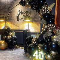 Bricolage décoration anniversaire mariage fête fournitures or noir et or rose ensembles de ballons en latex support arc guirlande kit à vendre