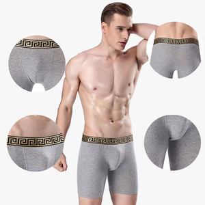 Nueva marca 95% algodón 5% spandex hombres pierna larga Boxer ropa interior de tiro medio más nuevo diseño hombres Boxers ropa interior pantalones cortos - Product Image 3