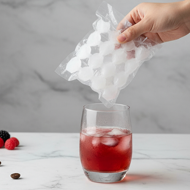 Free Sample Custom disposable LDPE Clear self sealing Poly plastic ice cube bags for ice cubes