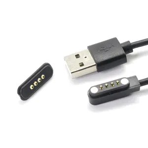 Cabo macho personalizado de 4 pinos, mola de contato magnética carregada com ímã forte pogo pin cabo usb