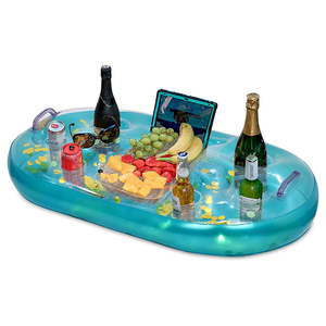 Enfriador flotante inflable, soporte para bebidas con confeti brillante, Flotador para piscina, 8 soportes, barra de servicio para playa, lago, bañera de hidromasaje, <span class=keywords><strong>jacuzzi</strong></span> - Product Image 5