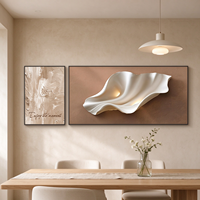 2 Panneaux d'art mural abstrait ondulé en toile de cristal, encadrés en alliage d'aluminium, décoration moderne minimaliste pour salon