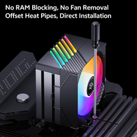 Enfriador de CPU Snowman ARGB con Iluminación RGB Direccionable, 4 Tubos de Calor, Ventilador PWM de 100 mm, Sincronización con la Placa Base para PC Gaming Intel y AMD