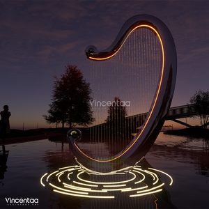 Vincentaa peut être personnalisé Sculpture de <span class=keywords><strong>harpe</strong></span> de haute qualité en acier inoxydable éclairage Art Sculpture usine - Product Image 2