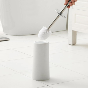 Portascopino da <span class=keywords><strong>Bagno</strong></span> Creativo 2021 con Coperchio, Setole Sostituibili, in Plastica Bianca <span class=keywords><strong>e</strong></span> Nera <span class=keywords><strong>e</strong></span> Acciaio Inossidabile - Product Image 2