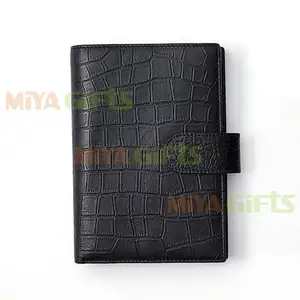 Anpassbares glattes Tagebuch aus Krokodil leder mit Karten fächern Organizer Agenda Cover Farbe A5 Leder tagebuch mit Ringbuch