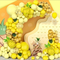 Kit de guirlande d'arche de ballons en feuille de fruits en forme d'ananas, de citron, de fraise et de pastèque sur le thème de l'été pour fête hawaïenne