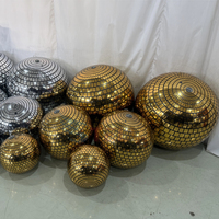 Grande sphère miroir gonflable en PVC or et argent, avec laser LED, étanche, logo personnalisé, décoration de boule miroir disco, ballon disco