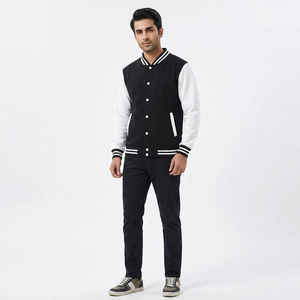 Wholesale 65%cotton and 35%polyester French Terry <b>Baseball</b> <b>Jacket</b> Letterman <b>Jacket</b> <b>Men's</b> Sports <b>Jacket</b> Casual <b>Baseball</b> <b>Jacket</b> - Product Image 1