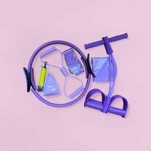 Pink Yoga Pilates <b>Ring</b> 13 Piece Set NBR Material Breathable Fitness Equipment For Home Workouts Beginner Exercise <b>Gear</b> - Product Image 5