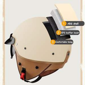 Casco Mezzo Jet Retrò Omologato DOT <span class=keywords><strong>per</strong></span> Adulti Stile Tedesco Vintage con Visiera Parasole <span class=keywords><strong>per</strong></span> Scooter ATV Racing <span class=keywords><strong>Vespa</strong></span> da Uomo - Product Image 3