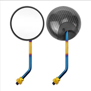 Motorcycle rearview mirror refitting snake skin round rearview mirror 10mm screw reversing rearview mirror reflector