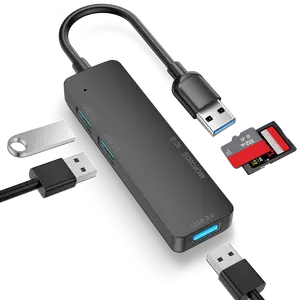 רכזת USB 3.0 רכזת נתונים דק במיוחד USB מפצל עם חריץ לקריאת כרטיסי TF ו-SD עבור מחשב נייד MacBook Surface Pro PS4 כונן הבזק למחשב