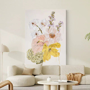 Hand Painted Floral Oil <b>Painting</b> Vertical Wall Art <b>For</b> Living Room Home Decor Minimalist Style Light Luxury Mural - Product Image 3