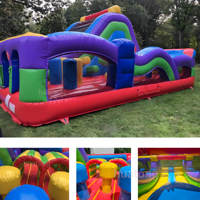 Castillo Inflable Comercial Resistente para Exteriores, de PVC de 0.55mm, con Tobogán, para Alquiler en Fiestas y Eventos