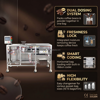 Machine d'emballage automatique de café avec double doseur linéaire pour grains et poudre, vis sans fin, taille de sac réglable