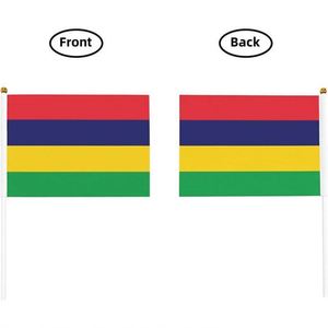 ธงโพลีเอสเตอร์ขนาดเล็กแบบถือมือลายธงชาติมอริเชียส ขนาด 5.5x8.2 นิ้ว พร้อมเสาพลาสติกสำหรับตกแต่ง - Product Image 3