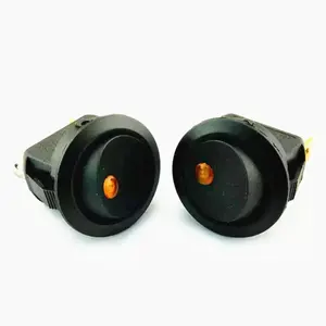 Rocker Switch Round 6A 250V Yellow And Blue Dot Lights Round Botton Switch 2way 2position T105