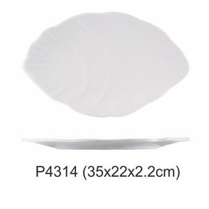 Assiette en mélamine en forme de feuille Yangge P4312 P4314 P11614 P11612 P11610, vaisselle moderne blanche pour les fêtes et les repas - Product Image 4