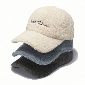 Winter Warm Raised Embroidery Logo 6 Panel <b>Women</b> Lamb Custom Fuzzy Wool Plush Outdoor Baseball <b>Cap</b> - Product Image 2
