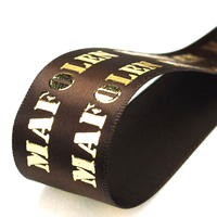 Ruban noir personnalisé OEM avec impression dorée, largeur 19 mm/22 mm/25 mm, pour emballage cadeau