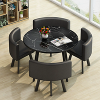Table à manger de restaurant moderne avec 4 chaises Ensemble de tables à manger en bois massif