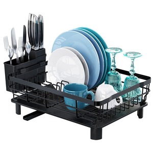 Escurridor de Platos de Acero al Carbono de Gran Capacidad, Organizador de Almacenamiento para Encimera de Cocina con Porta Cubiertos - Product Image 1