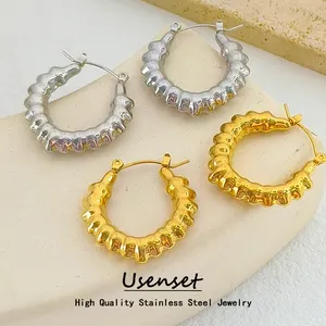 USENSET Fashion orecchini a cuore in acciaio inossidabile placcato oro 18 carati accessori impermeabili orecchino creazione di gioielli