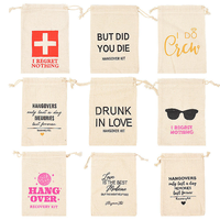4 "X 6" Kit de gueule de bois Sacs cadeaux en coton Sac à cordon en mousseline pour mariage et enterrement de vie de jeune fille