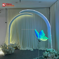 Nuevo Arco Curvo de Lujo para Escenario de Boda con Marco de Fondo y Luces LED Onduladas