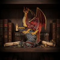 Statue de dragon abstrait gris de château médiéval, figurines décoratives tenant des bougies à thé pour le bureau, la maison, modèle de plaque de collection