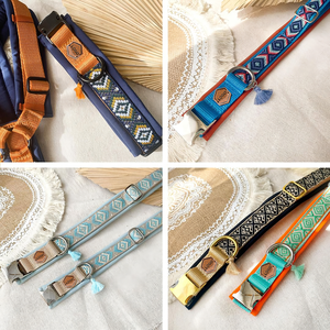 Turrón caqui sin tirar chaleco ajustable para mascotas diseñador de lujo Oem/Odm fabricación pecho arnés personalizado Nylon perro Collar y correa conjunto - Product Image 6