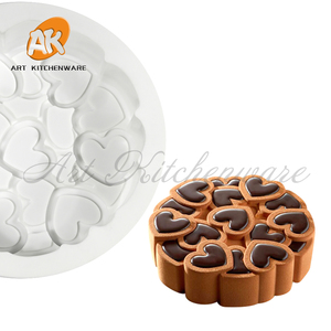 <span class=keywords><strong>AK</strong></span> Heart 3D Chocolate Mousse molde de silicona para pastel para boda helado pastel molde de silicona para hornear Pan pastelería bandeja para hornear - Product Image 5