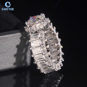 Luxury Cluster Cushion Moissanite Fully Band <b>Iced</b> Out Solid Sterling Silver 925 Hip Hop Jewelry VVS Moissanite Diamond Band <b>Ring</b> - Product Image 4