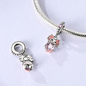 Charm <span class=keywords><strong>pendentif</strong></span> <span class=keywords><strong>salamandre</strong></span> rose mignon en argent avec bijoux de mode en zircon pour cadeau de fête pour enfants et femmes - Product Image 3