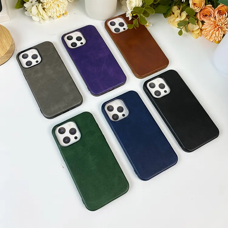 Matte PU Mobile Phone Cover For Iphone 15 Pro Max Case Matte Leather Cell Phone Case For Iphone Case 14 13 12 11 Pro Max