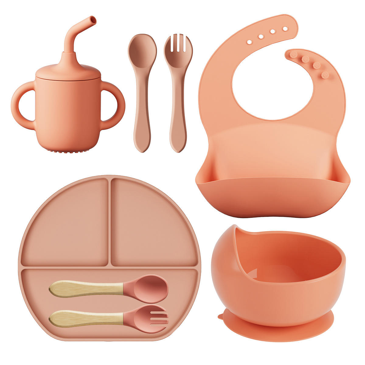 8Pcs Baby Feeding Set-Pink